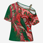King Parrot Australia Cross Shoulder Shirt Bottlebrushes Aboriginal Art - Aussie Hoodie