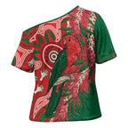 King Parrot Australia Cross Shoulder Shirt Bottlebrushes Aboriginal Art - Aussie Hoodie