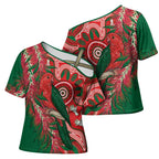 King Parrot Australia Cross Shoulder Shirt Bottlebrushes Aboriginal Art - Aussie Hoodie