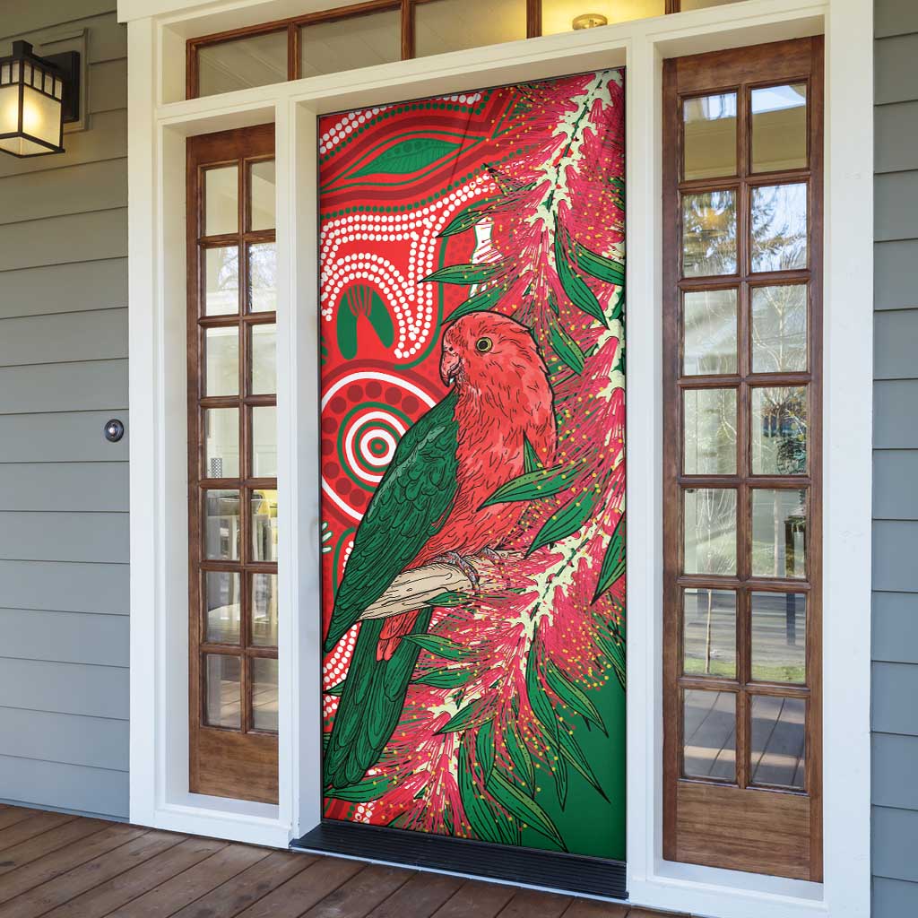 King Parrot Australia Door Cover Bottlebrushes Aboriginal Art - Aussie Hoodie