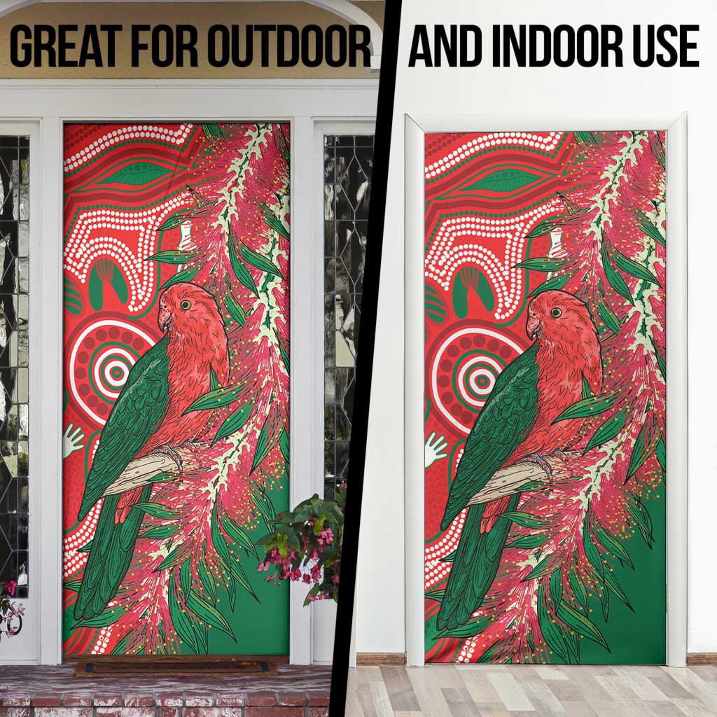 King Parrot Australia Door Cover Bottlebrushes Aboriginal Art - Aussie Hoodie