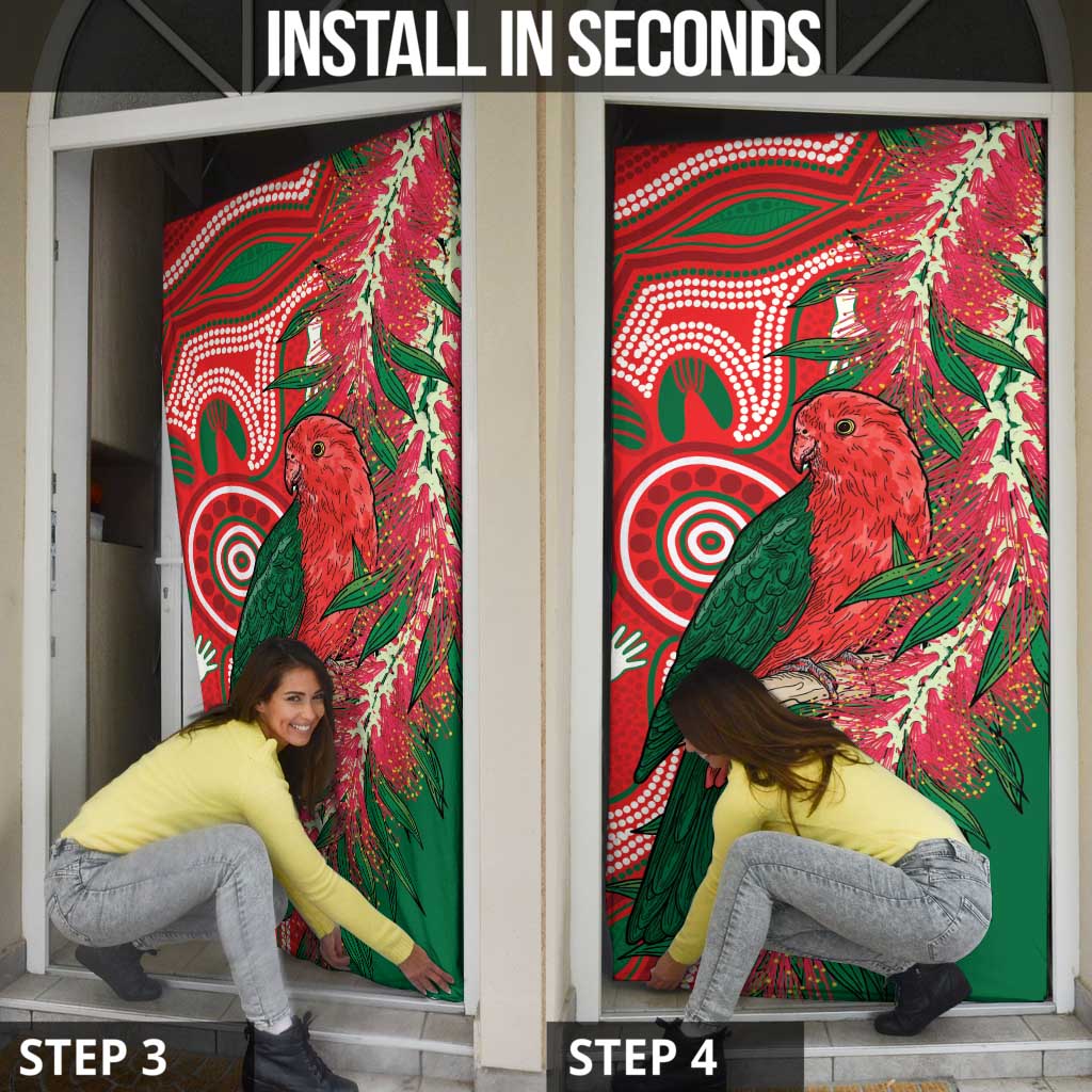 King Parrot Australia Door Cover Bottlebrushes Aboriginal Art - Aussie Hoodie