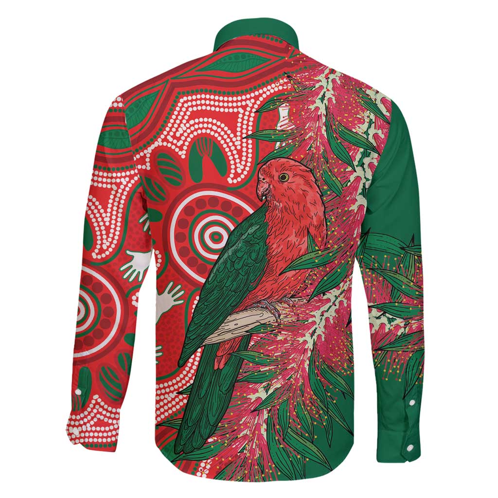 King Parrot Australia Family Matching Long Sleeve Bodycon Dress and Hawaiian Shirt Bottlebrushes Aboriginal Art - Aussie Hoodie