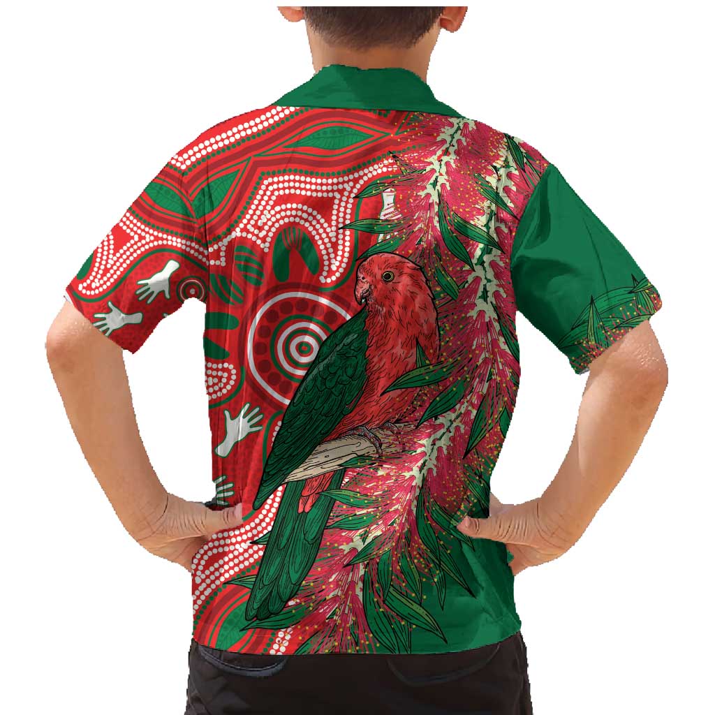 King Parrot Australia Family Matching Mermaid Dress and Hawaiian Shirt Bottlebrushes Aboriginal Art - Aussie Hoodie