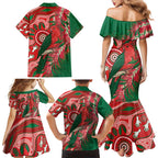 King Parrot Australia Family Matching Mermaid Dress and Hawaiian Shirt Bottlebrushes Aboriginal Art - Aussie Hoodie