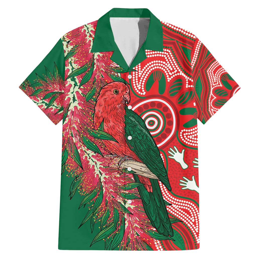 King Parrot Australia Family Matching Mermaid Dress and Hawaiian Shirt Bottlebrushes Aboriginal Art - Aussie Hoodie