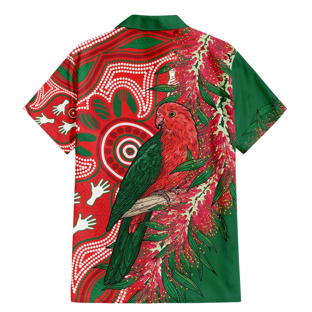 King Parrot Australia Family Matching Mermaid Dress and Hawaiian Shirt Bottlebrushes Aboriginal Art - Aussie Hoodie