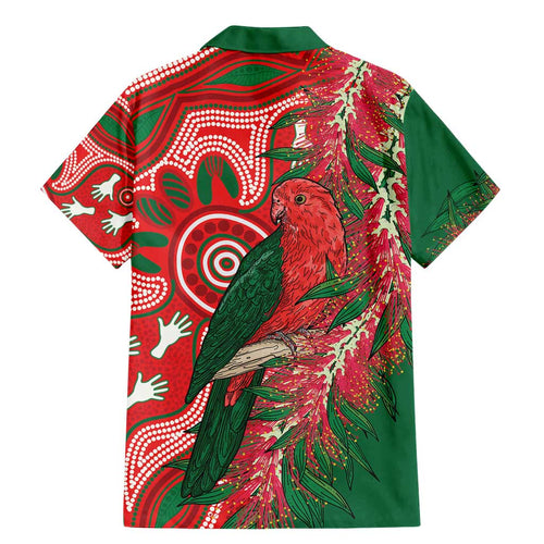 King Parrot Australia Family Matching Mermaid Dress and Hawaiian Shirt Bottlebrushes Aboriginal Art - Aussie Hoodie