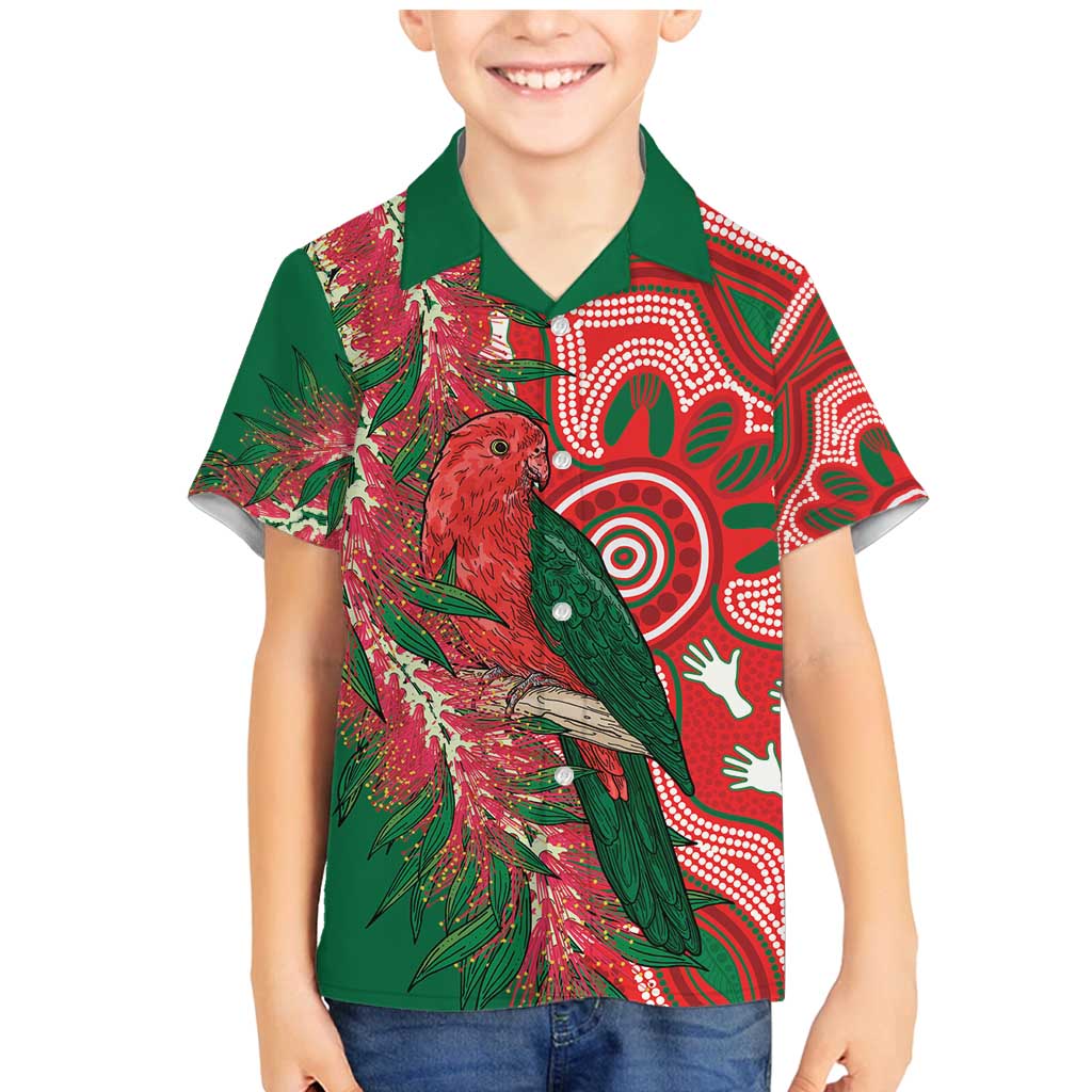 King Parrot Australia Family Matching Mermaid Dress and Hawaiian Shirt Bottlebrushes Aboriginal Art - Aussie Hoodie