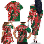King Parrot Australia Family Matching Off The Shoulder Long Sleeve Dress and Hawaiian Shirt Bottlebrushes Aboriginal Art - Aussie Hoodie