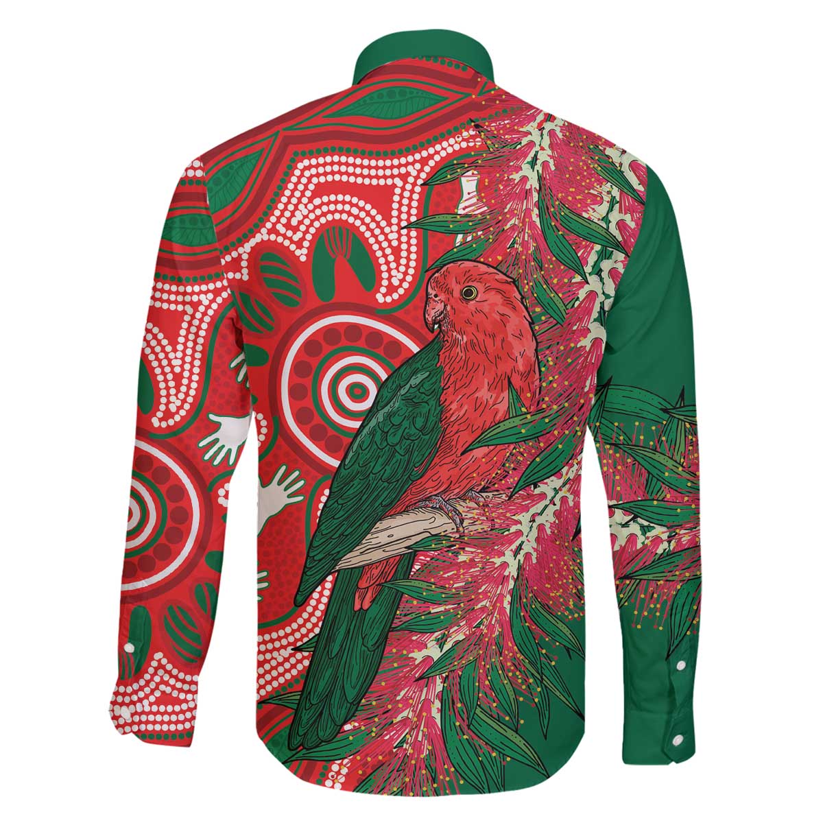 King Parrot Australia Family Matching Off The Shoulder Long Sleeve Dress and Hawaiian Shirt Bottlebrushes Aboriginal Art - Aussie Hoodie