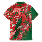 King Parrot Australia Family Matching Off Shoulder Maxi Dress and Hawaiian Shirt Bottlebrushes Aboriginal Art - Aussie Hoodie