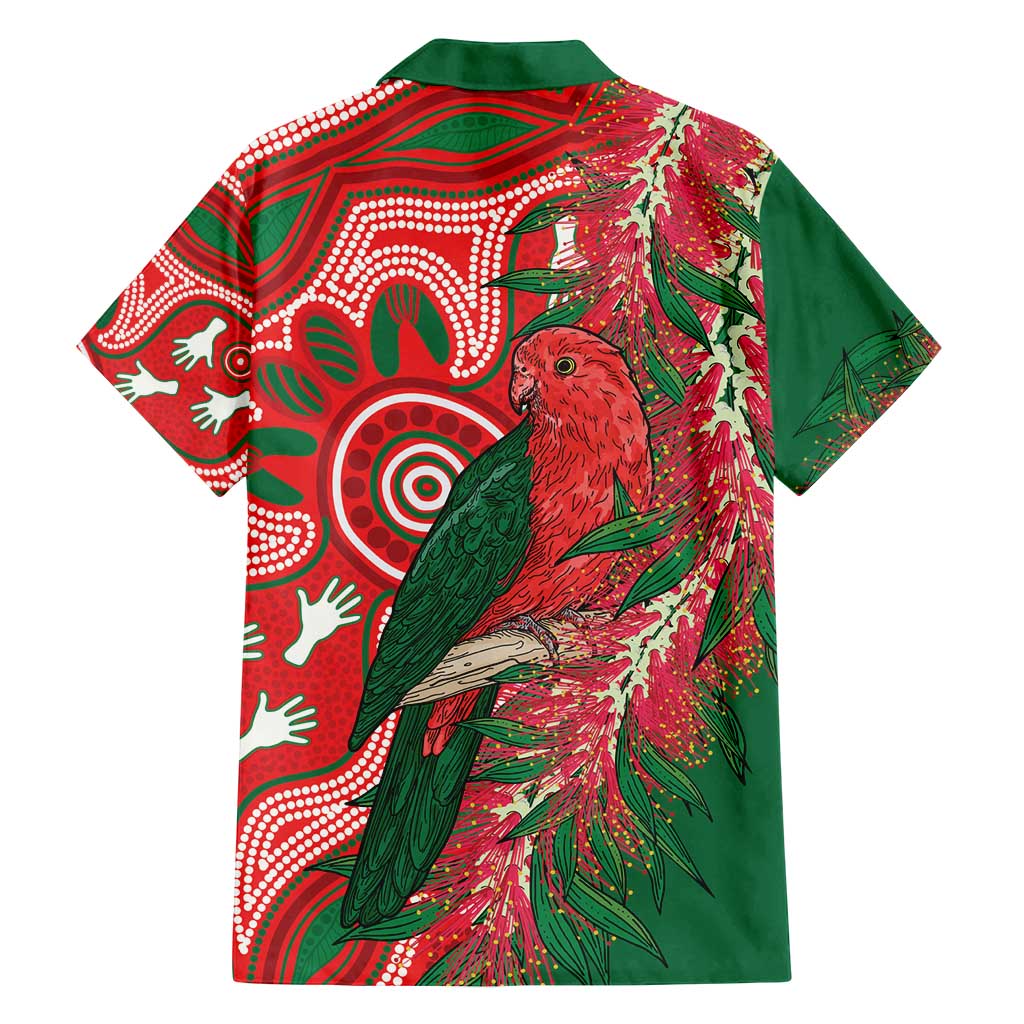 King Parrot Australia Family Matching Off Shoulder Short Dress and Hawaiian Shirt Bottlebrushes Aboriginal Art - Aussie Hoodie