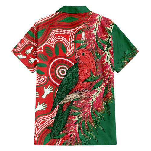 King Parrot Australia Family Matching Off Shoulder Short Dress and Hawaiian Shirt Bottlebrushes Aboriginal Art - Aussie Hoodie