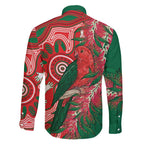 King Parrot Australia Family Matching Off Shoulder Short Dress and Hawaiian Shirt Bottlebrushes Aboriginal Art - Aussie Hoodie