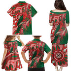 King Parrot Australia Family Matching Puletasi and Hawaiian Shirt Bottlebrushes Aboriginal Art - Aussie Hoodie