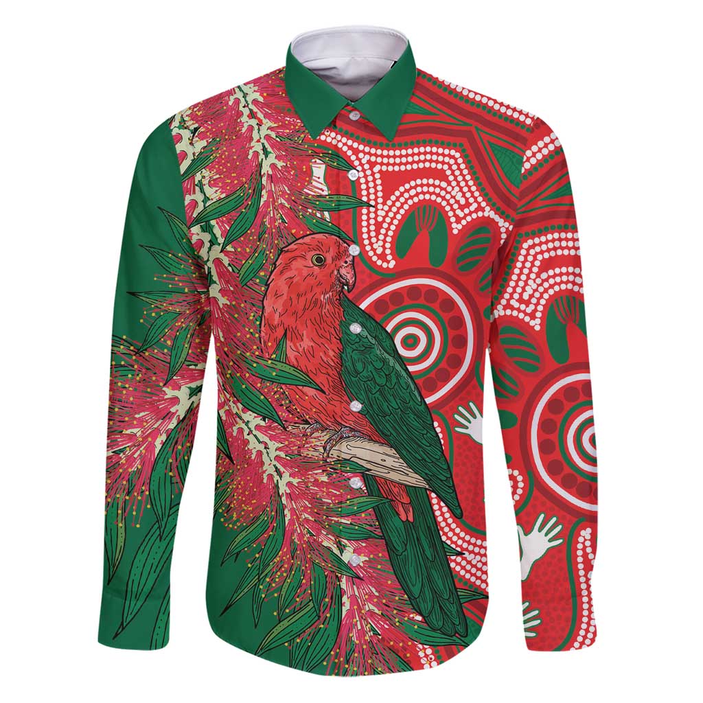 King Parrot Australia Family Matching Puletasi and Hawaiian Shirt Bottlebrushes Aboriginal Art - Aussie Hoodie
