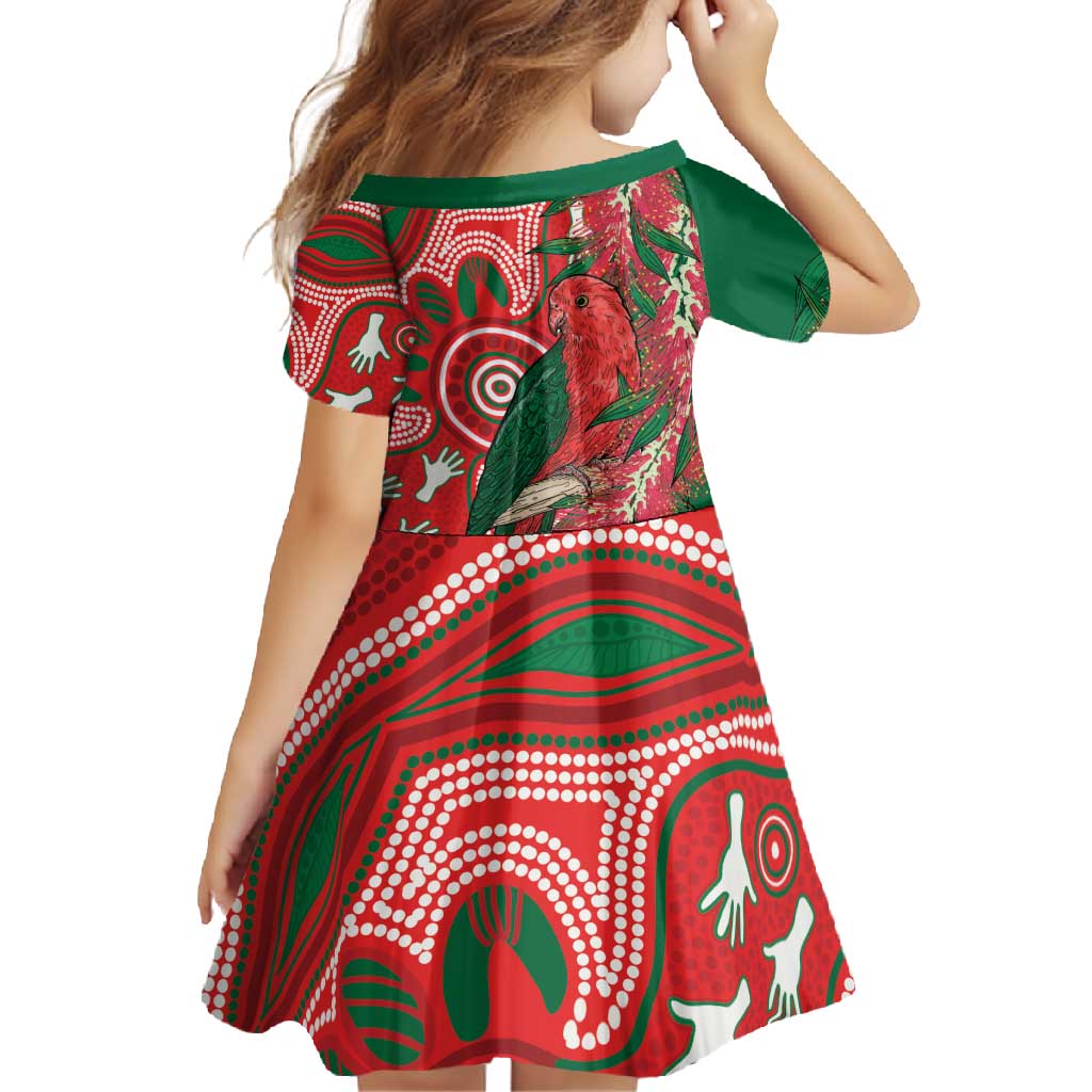 King Parrot Australia Family Matching Short Sleeve Bodycon Dress and Hawaiian Shirt Bottlebrushes Aboriginal Art - Aussie Hoodie