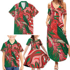 King Parrot Australia Family Matching Summer Maxi Dress and Hawaiian Shirt Bottlebrushes Aboriginal Art - Aussie Hoodie