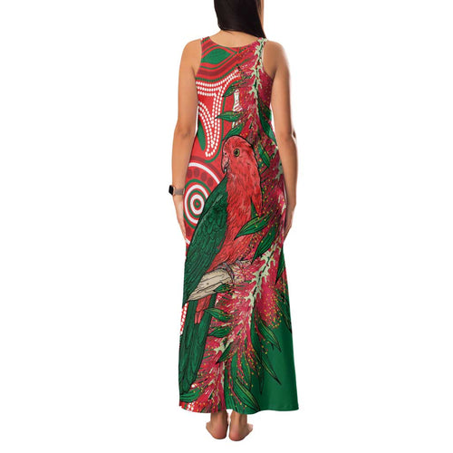 King Parrot Australia Family Matching Tank Maxi Dress and Hawaiian Shirt Bottlebrushes Aboriginal Art - Aussie Hoodie