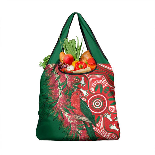 King Parrot Australia Grocery Bag Bottlebrushes Aboriginal Art - Aussie Hoodie
