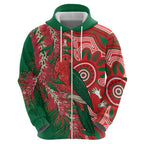 King Parrot Australia Hoodie Bottlebrushes Aboriginal Art - Aussie Hoodie