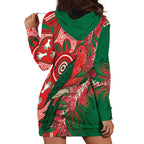 King Parrot Australia Hoodie Dress Bottlebrushes Aboriginal Art - Aussie Hoodie