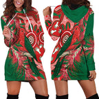 King Parrot Australia Hoodie Dress Bottlebrushes Aboriginal Art - Aussie Hoodie