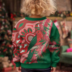 King Parrot Australia Kid Ugly Christmas Sweater Bottlebrushes Aboriginal Art - Aussie Hoodie