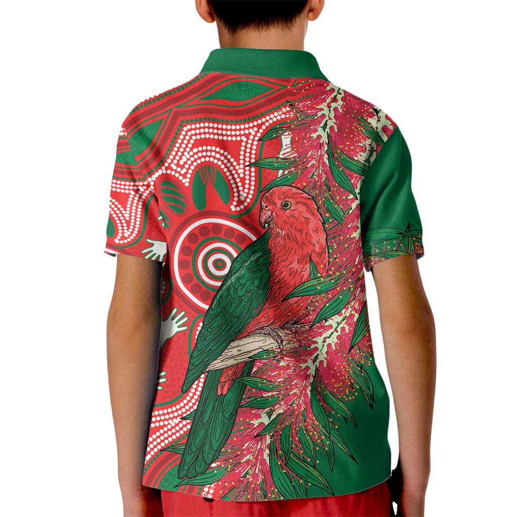 King Parrot Australia Kid Polo Shirt Bottlebrushes Aboriginal Art - Aussie Hoodie