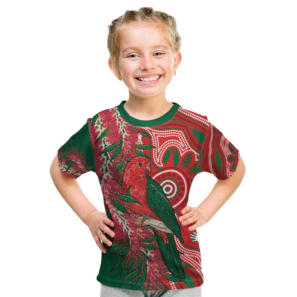 King Parrot Australia Kid T Shirt Bottlebrushes Aboriginal Art - Aussie Hoodie