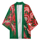 King Parrot Australia Kimono Bottlebrushes Aboriginal Art - Aussie Hoodie