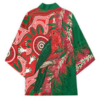 King Parrot Australia Kimono Bottlebrushes Aboriginal Art - Aussie Hoodie