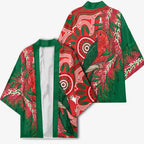King Parrot Australia Kimono Bottlebrushes Aboriginal Art - Aussie Hoodie