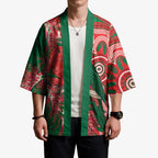 King Parrot Australia Kimono Bottlebrushes Aboriginal Art - Aussie Hoodie