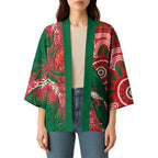 King Parrot Australia Kimono Bottlebrushes Aboriginal Art - Aussie Hoodie