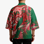 King Parrot Australia Kimono Bottlebrushes Aboriginal Art - Aussie Hoodie