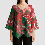 King Parrot Australia Kimono Sleeve Blouse Bottlebrushes Aboriginal Art - Aussie Hoodie