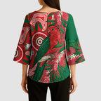 King Parrot Australia Kimono Sleeve Blouse Bottlebrushes Aboriginal Art - Aussie Hoodie