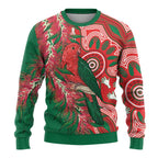 King Parrot Australia Ugly Christmas Sweater Bottlebrushes Aboriginal Art - Aussie Hoodie