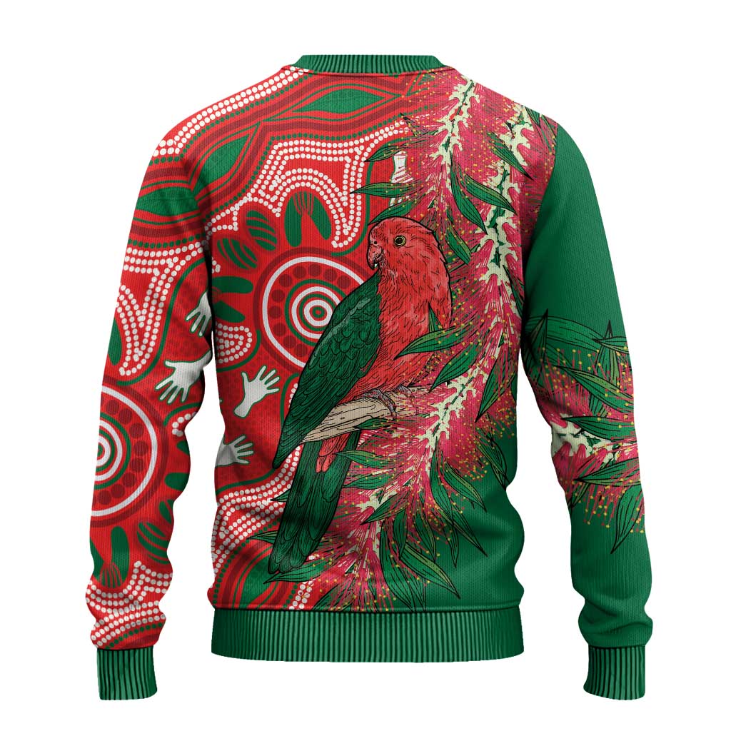 King Parrot Australia Ugly Christmas Sweater Bottlebrushes Aboriginal Art - Aussie Hoodie