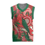 King Parrot Australia Christmas Knitted V-Neck Vest Bottlebrushes Aboriginal Art - Aussie Hoodie