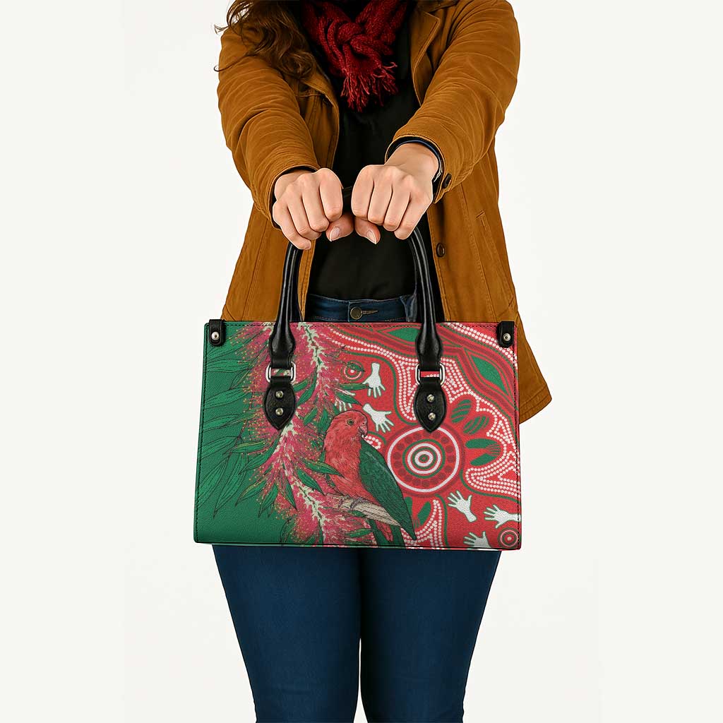 King Parrot Australia Leather Bag Bottlebrushes Aboriginal Art - Aussie Hoodie