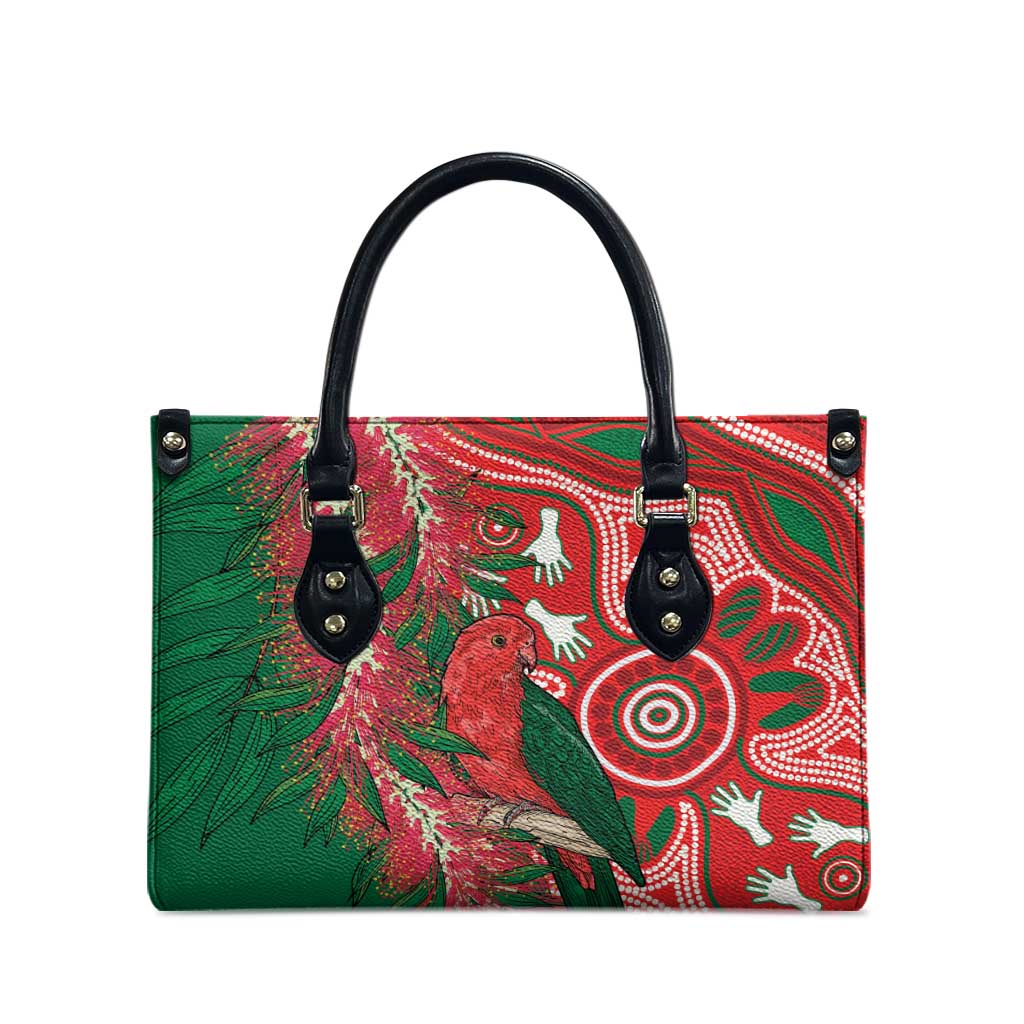 King Parrot Australia Leather Bag Bottlebrushes Aboriginal Art - Aussie Hoodie