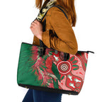 King Parrot Australia Leather Tote Bag Bottlebrushes Aboriginal Art - Aussie Hoodie