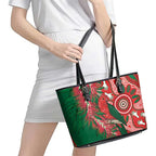 King Parrot Australia Leather Tote Bag Bottlebrushes Aboriginal Art - Aussie Hoodie