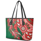 King Parrot Australia Leather Tote Bag Bottlebrushes Aboriginal Art - Aussie Hoodie