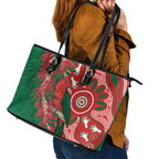 King Parrot Australia Leather Tote Bag Bottlebrushes Aboriginal Art - Aussie Hoodie