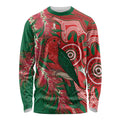 King Parrot Australia Long Sleeve Shirt Bottlebrushes Aboriginal Art - Aussie Hoodie