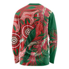 King Parrot Australia Long Sleeve Shirt Bottlebrushes Aboriginal Art - Aussie Hoodie